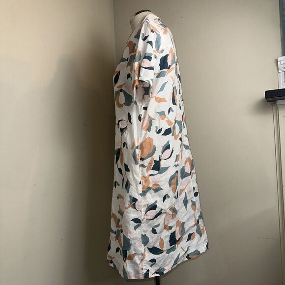 Rachel Zoe 100% Linen Floral Button Up Shirt Dress Pockets Lightweight Sz Small - Picture 5 of 8